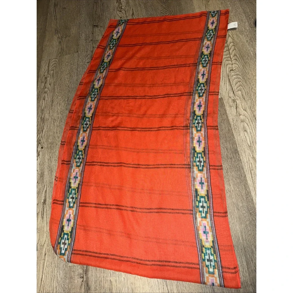 J.CREW Orange Green‎ Pink Lightweight Woven Rectangular Scarf 21